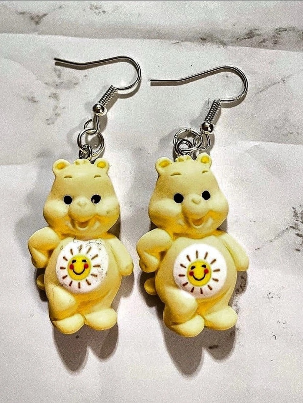 Care Bears Bear Dangle Earrings in Yellow